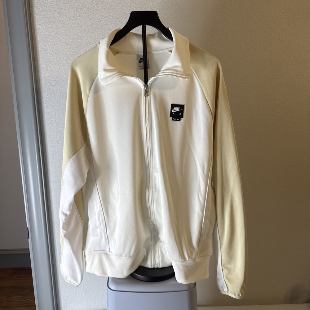 Nike Air Poly-Knit Full Zip Jacket Mens Light Khaki White Size L I2353
